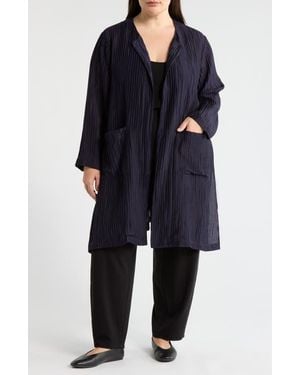 Eileen Fisher Micropleat Collarless Jacket - Blue
