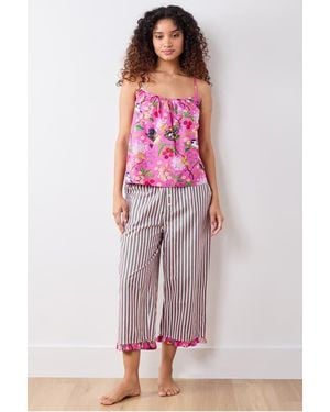 Printfresh Cami & Ruffle Crop Pants Set - Pink