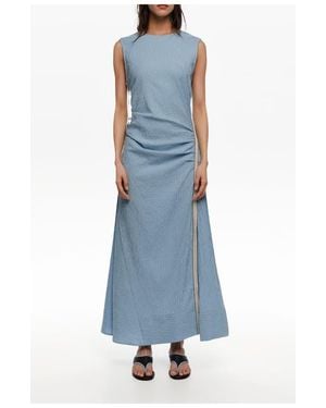Bimba Y Lola Sleeveless Dress With Striped Overlay Strap - Blue
