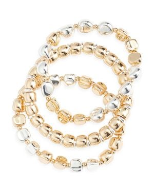 Nordstrom Set Of 3 Mixed Orb Stretch Bracelets - Metallic