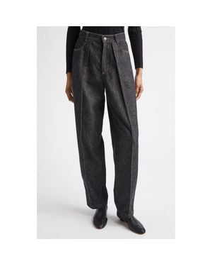 Nackiyé Borrowed High Waist Dark Denim Barrel Leg Pants - Black
