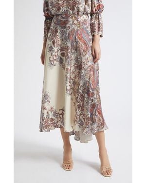 Marella Decano Paisley Midi Skirt - Natural