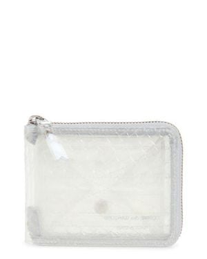 Comme des Garçons Clear Snakeskin Embossed Square Zip Around Wallet - White