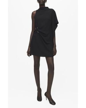 Mango Soleil Asymmetric Sleeve Minidress - Black
