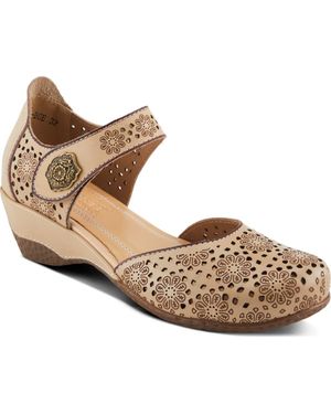 Spring Step Americana Floral Perforated Pump - Natural