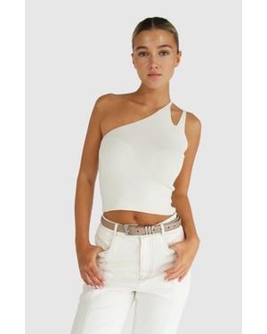 Belle & Bloom Symphony Double Strap Knit Crop - White