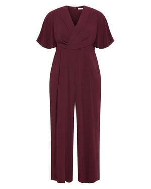 City Chic Braelynn Short Sleeve Jumpsuit - Red