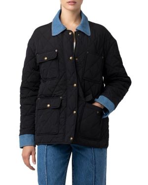 Blank NYC Quilted Denim Trim Barn Jacket - Black