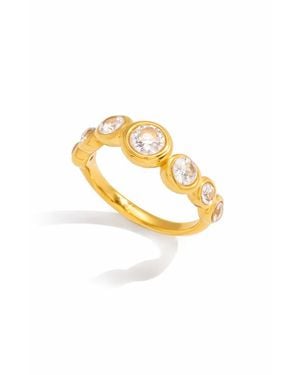 Kellery Cubic Zirconia Bezel Set Stainless Steel Ring - Metallic