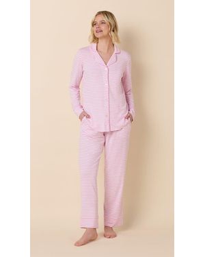 The Cat's Pajamas Pima Knit Long-Sleeved Pajama - Pink