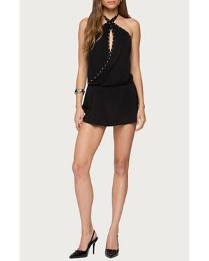 Edikted Studded Halter Minidress - Black