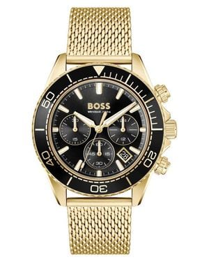 BOSS Sealiner Chronograph Goldtone Mesh Strap Watch, 44Mm - Black