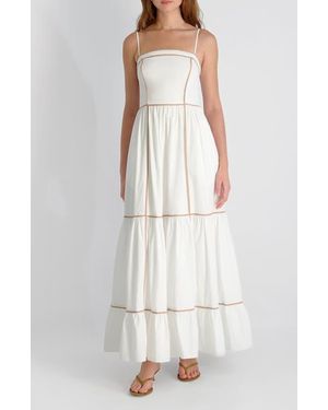 French Connection Cambria Contrast Trim Cotton Maxi Dress - White