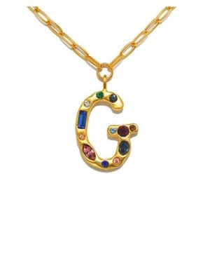 Sequin Emilie Crystal Initial Pendant Necklace - Metallic