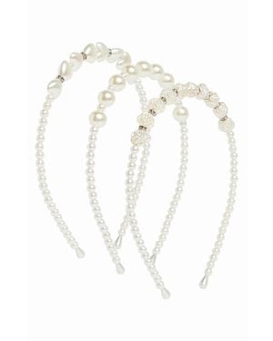 Capelli New York Kids' 3-Pack Faux Pearl Headband Set - White