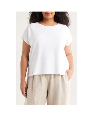 Eileen Fisher Crewneck Organic Cotton & Organic Linen Sweater - White