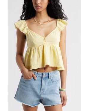 BP. Cotton Gauze Babydoll Top - Blue