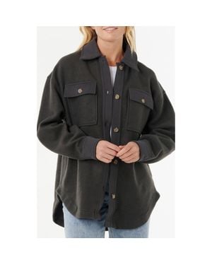 Rip Curl High Tide Fleece Button-Up Shacket - Black