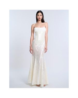 BCBGMAXAZRIA Sequin Lace Gusset Gown - White