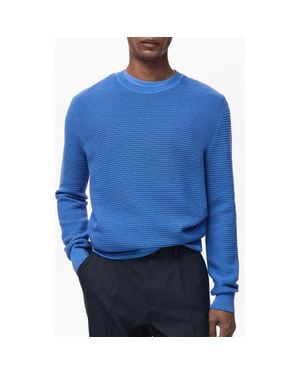 Mango Crewneck Rib Cotton Sweater - Blue