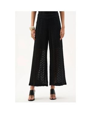 Joseph Ribkoff Viscose Jacquard Knit Chevron Stitch Culotte Pants - Black
