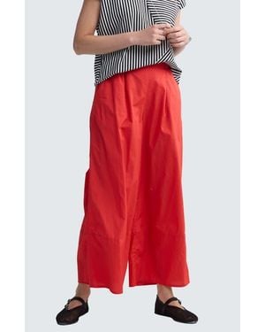 Luukaa Elinea Printed Poplin Wide-Leg Pants - Red