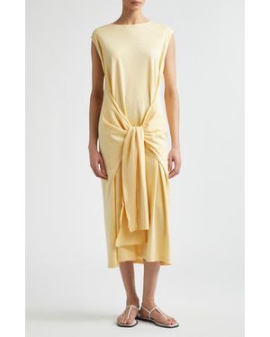 TOTEME Tie Waist Organic Cotton Jersey Midi Dress - Metallic