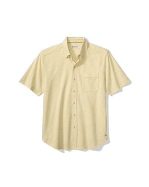Tommy Bahama San Lucio Tides Islandzone Short Sleeve Cotton Blend Button-Up Shirt - Metallic