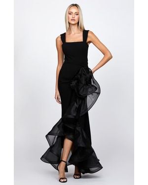 Bariano Alexis Ruffle Fishtail Hi Lo Gown - Black