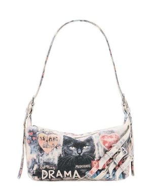 Desigual Mixed Print Denim Shoulder Bag - White