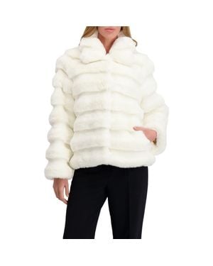 Lyla Grant Fur-Free Horizontal Chinchilla (Faux Fur) Jacket - White