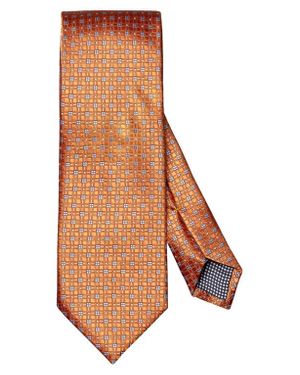 Eton Micropattern Jacquard Silk Tie - Brown