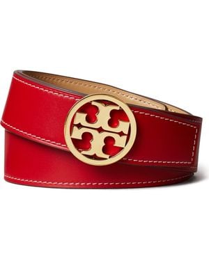 Tory Burch 1.5-Inch Miller Smooth Leather Reversible Logo Belt - Red