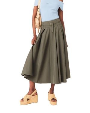 Maje Cotton Pleated Maxi Skirt - Natural
