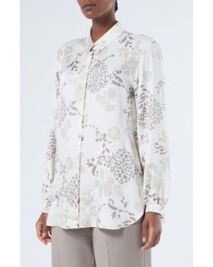 Marina Rinaldi Mixed Floral Button-Up Shirt - White
