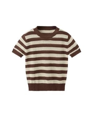 Mango Stripe Crop Sweater - Brown