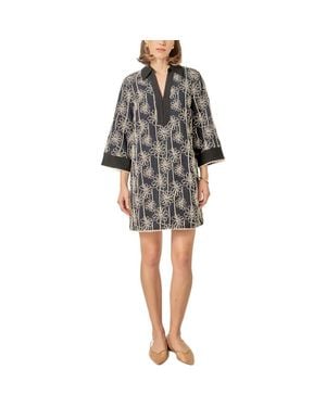 English Factory Floral Embroidery Shift Minidress - Black