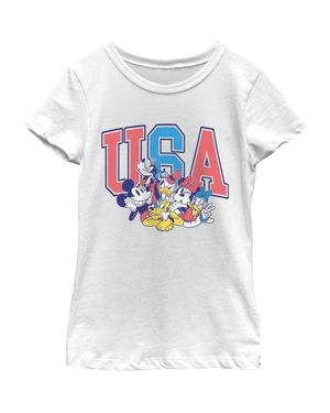 Mickey & Friends Girls' The Best American Friends T-Shirt - White