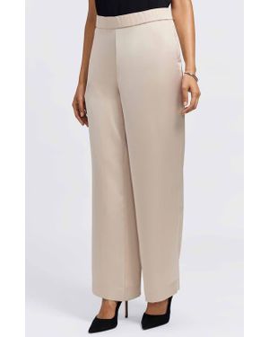Foxcroft Hostess Satin Pull-On Pants - Natural