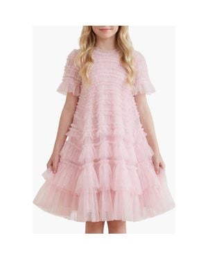 Needle & Thread Valentine Ruffle Detail Dress - Pink