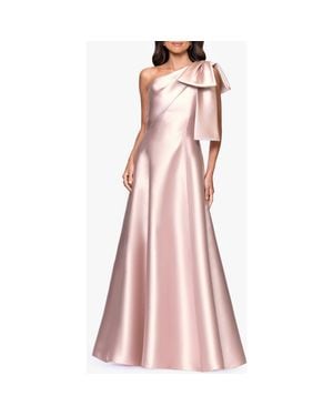 Betsy & Adam Bow Detail One-Shoulder Mikado Fit & Flare Gown - Pink
