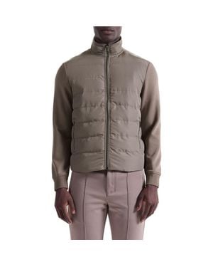 Bugatchi Soft Touch Quilted Zip-Up Bomber Jacket - Brown
