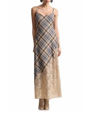 Avec Les Filles Lace Trim Bias Cut Maxi Dress - Natural