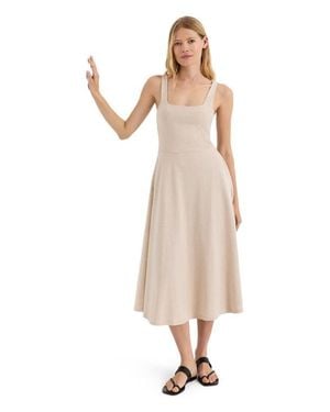 Pact Fit & Flare Square Neck Dress Made With Organic Cotton - Natural