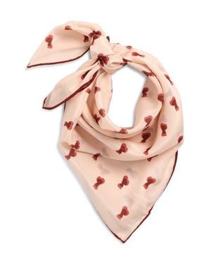 Lost Pattern Twin Hearts Silk Bandana - Pink
