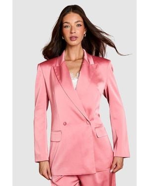 Coast Satin Longline Blazer - Pink