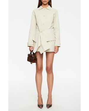 Lioness Wiseguy Long Sleeve Cotton Mini Shirtdress - Natural