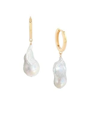 Astor & Orion Baroque Pearl Huggies 18K On Sterling - White