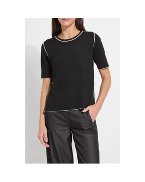 Lyssé Odessa Reversible Short Sleeve Sweater - Black