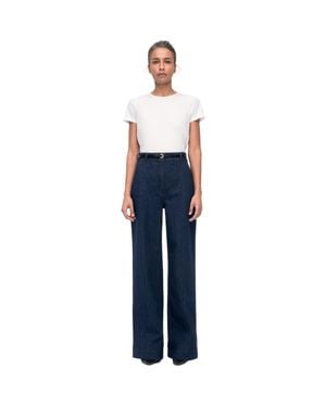 Another Tomorrow High Waisted Denim Trouser - Blue